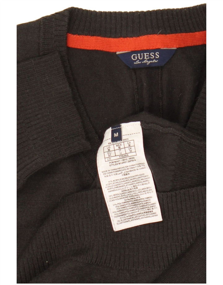Guess Herren-Pullover mit V-Ausschnitt, mittelgraues Acryl