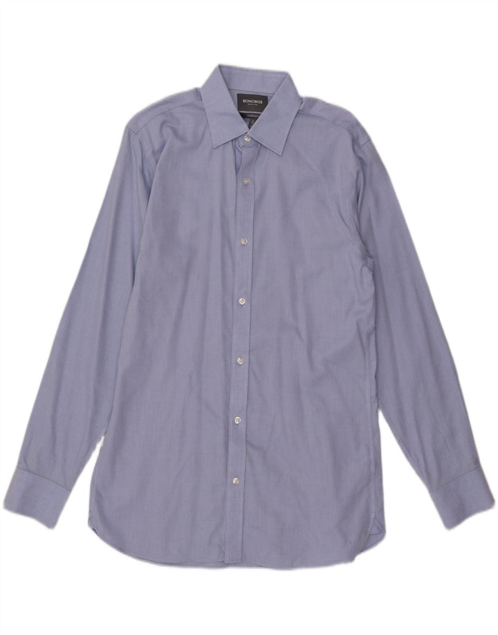 BONOBOS Maßgeschneidertes Slim-Fit-Hemd für Herren, Größe 16, groß, blaue Baumwolle