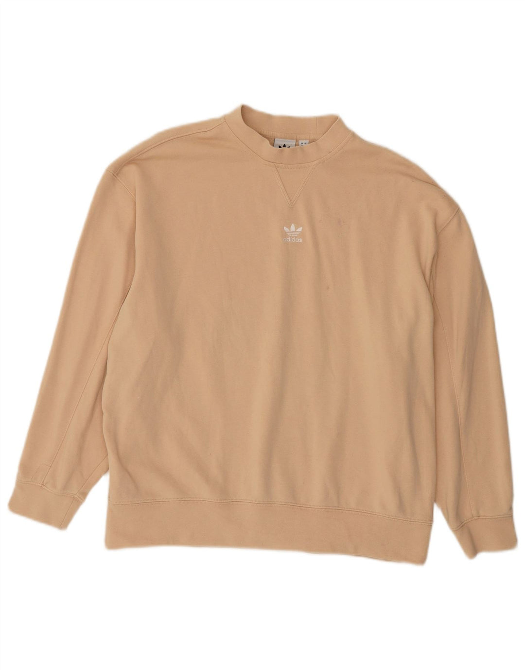 ADIDAS Womens Oversized Sweatshirt Jumper UK 8 Small Beige Cotton