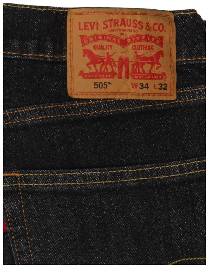Levi's Herren 505 Straight Jeans W34 L32 Marineblaue Baumwolle