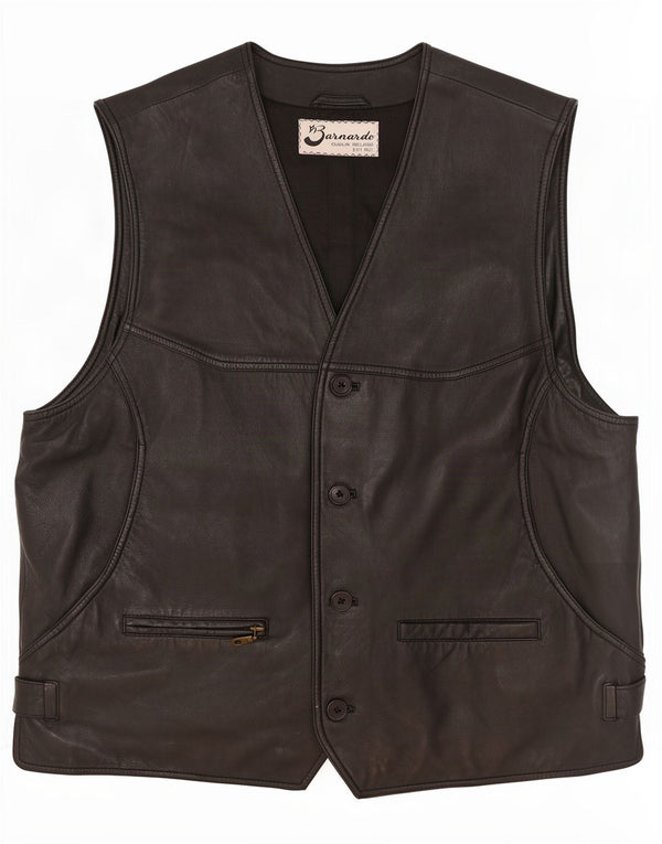 Barnardo Herren Lederweste Medium Schwarz
