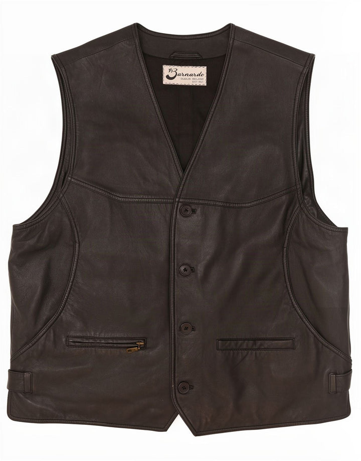 Barnardo Herren Lederweste Medium Schwarz