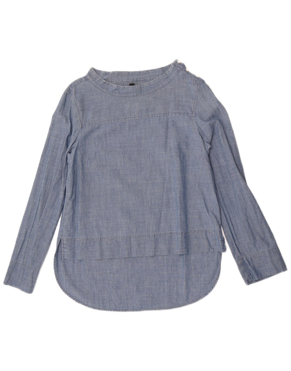 J. Crew Langarm-Blusenoberteil für Damen, US 6, mittelblaue Baumwolle