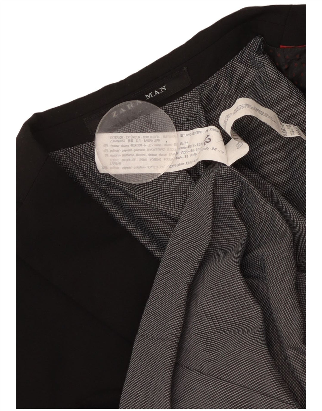 ZARA Herren 2-Knopf-Blazerjacke UK 34 XS Schwarze Viskose