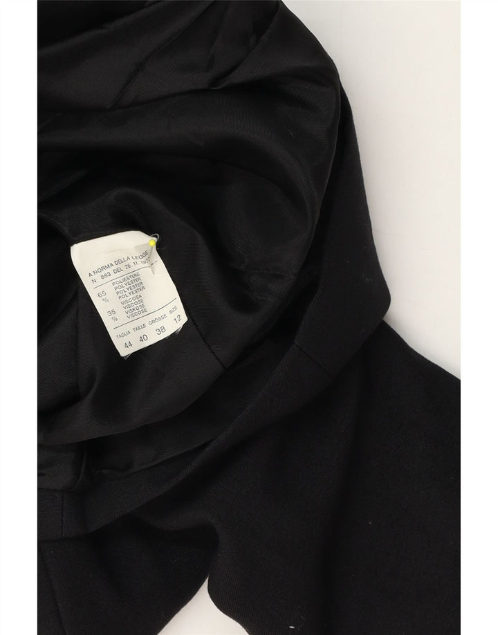 Vintage Damen 2-Knopf-Blazerjacke UK 12 Mittelschwarzes Polyester