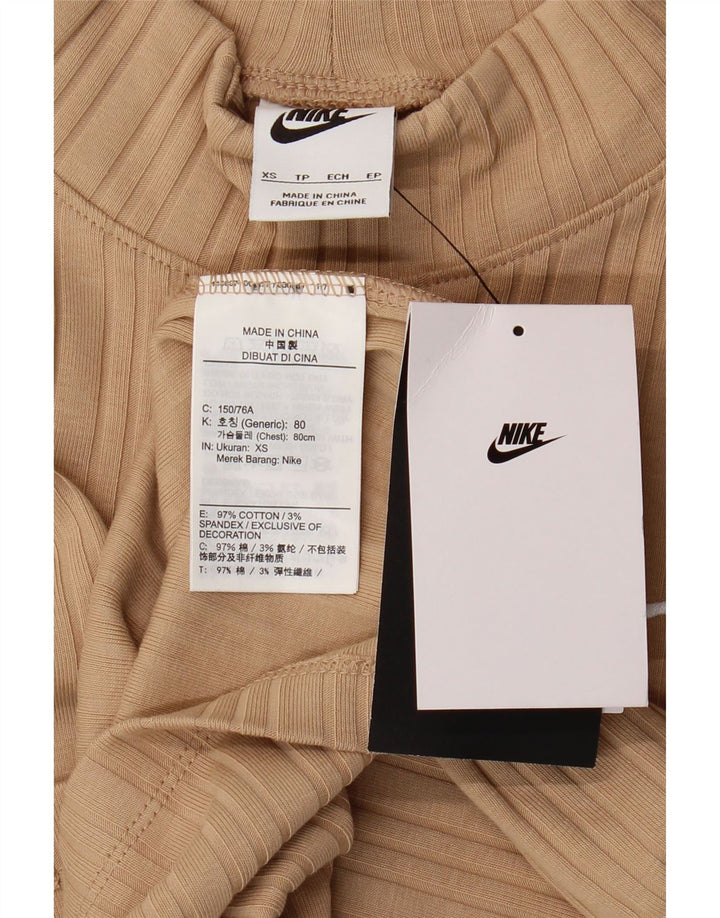 Nike Damen Top Langarm UK 6 XS Beige Baumwolle
