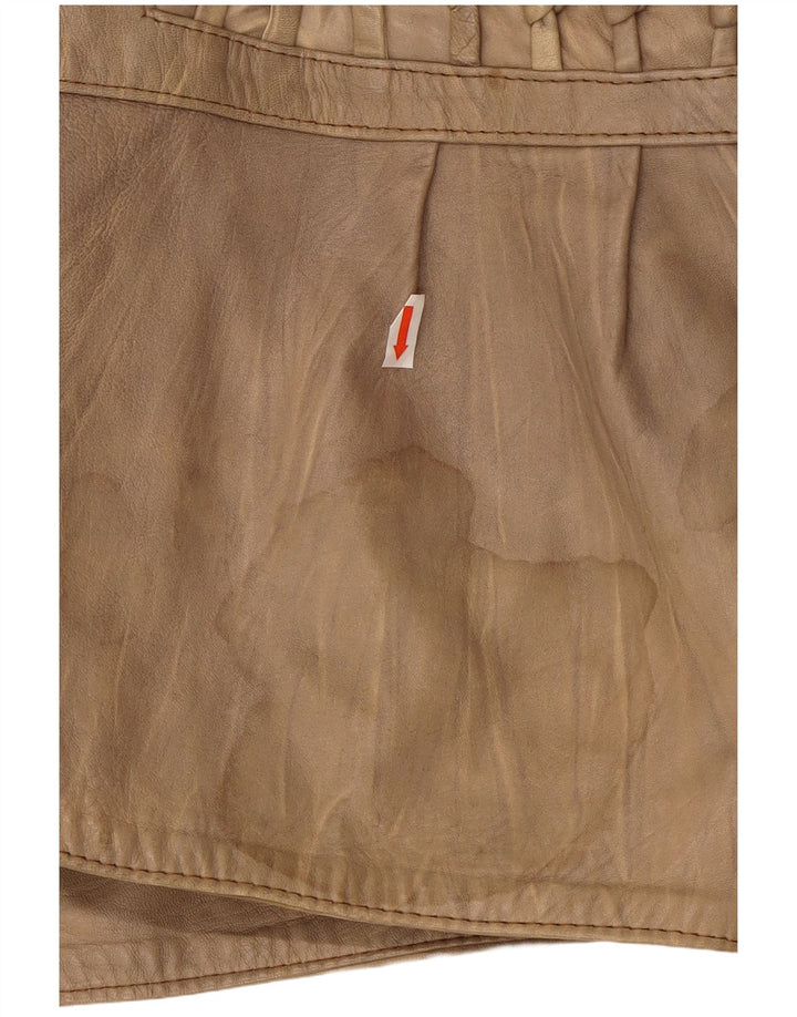 Vintage Damen Lederjacke UK 14 Medium Beige Leder