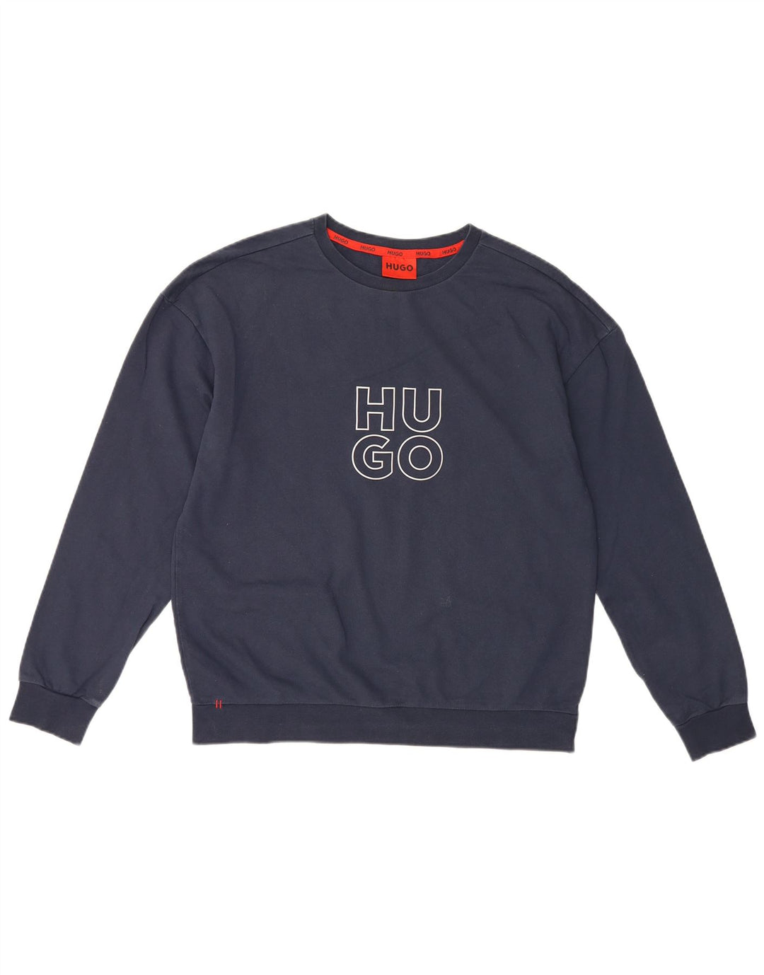 Hugo Boss Herren-Sweatshirt mit Grafik, mittlere marineblaue Baumwolle