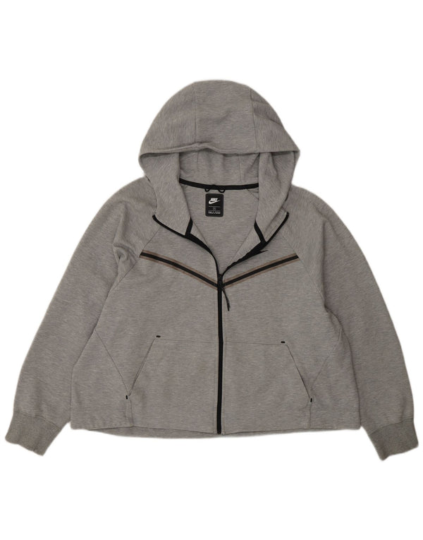 Nike Damen Zip Hoodie Pullover UK 18 XL Grau Baumwolle