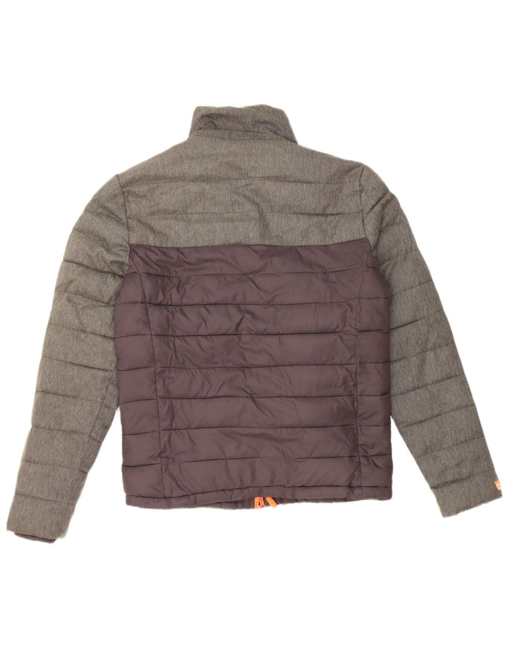 SUPERDRY Wattierte Herrenjacke UK 36 Small Graues Colourblock-Nylon