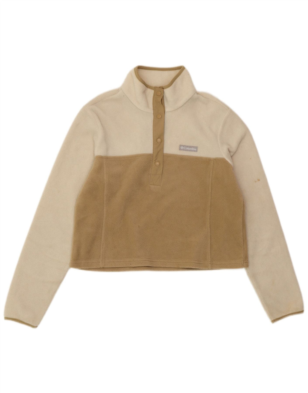 COLUMBIA Damen Crop Fleece Pullover UK 14 Mittelweiß Farbblock