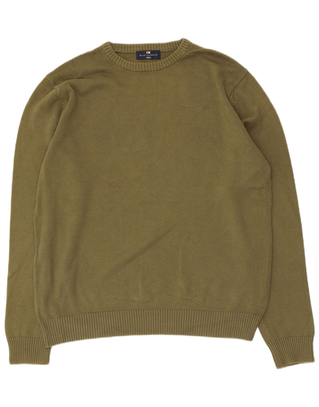 Marks & Spencer Herren Blauer Harbour-Pullover mit Rundhalsausschnitt, Mittelkhaki