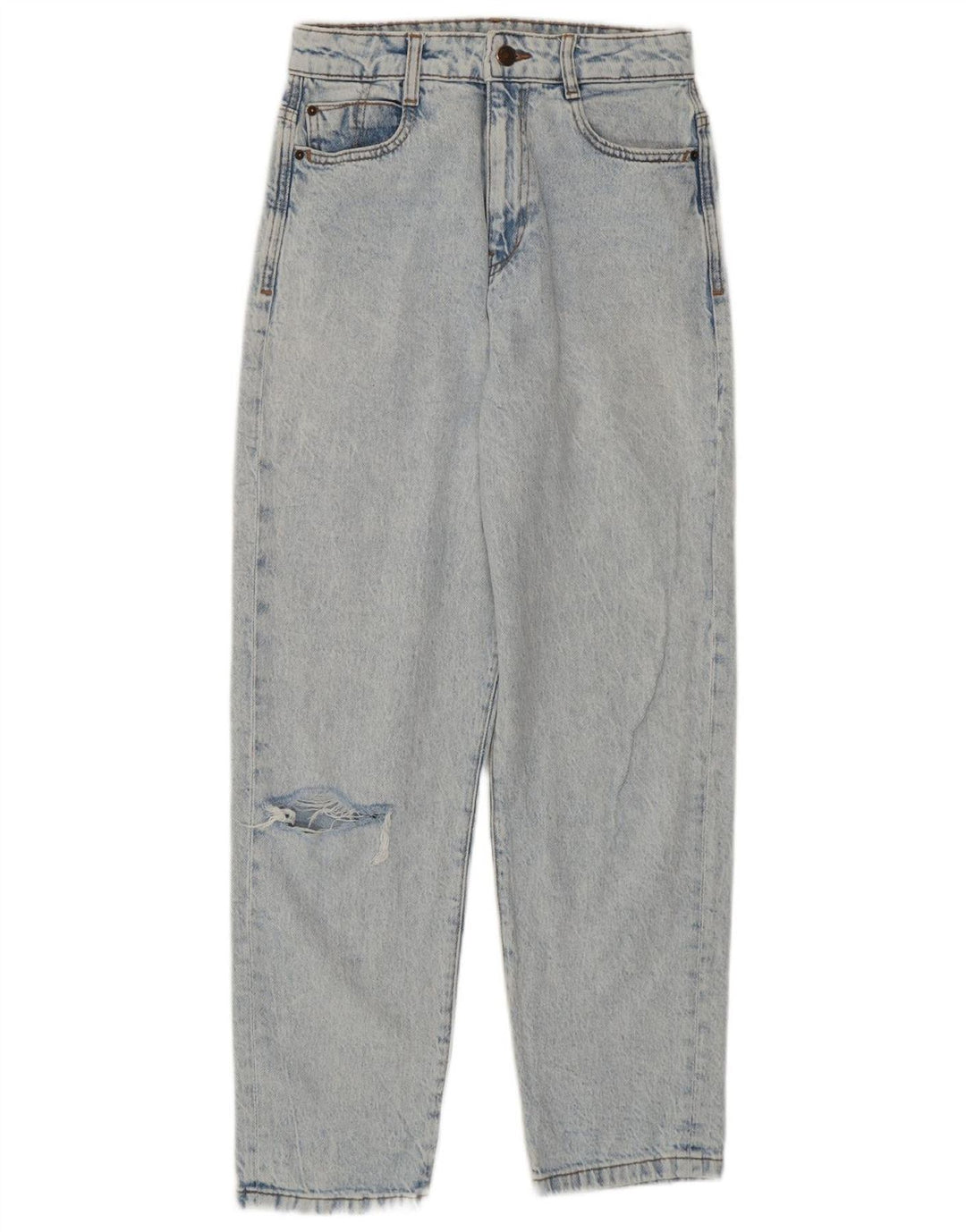 Zara Damen Distressed High Waist Jeans EU 36 XS W26 L27 Blaue Baumwolle