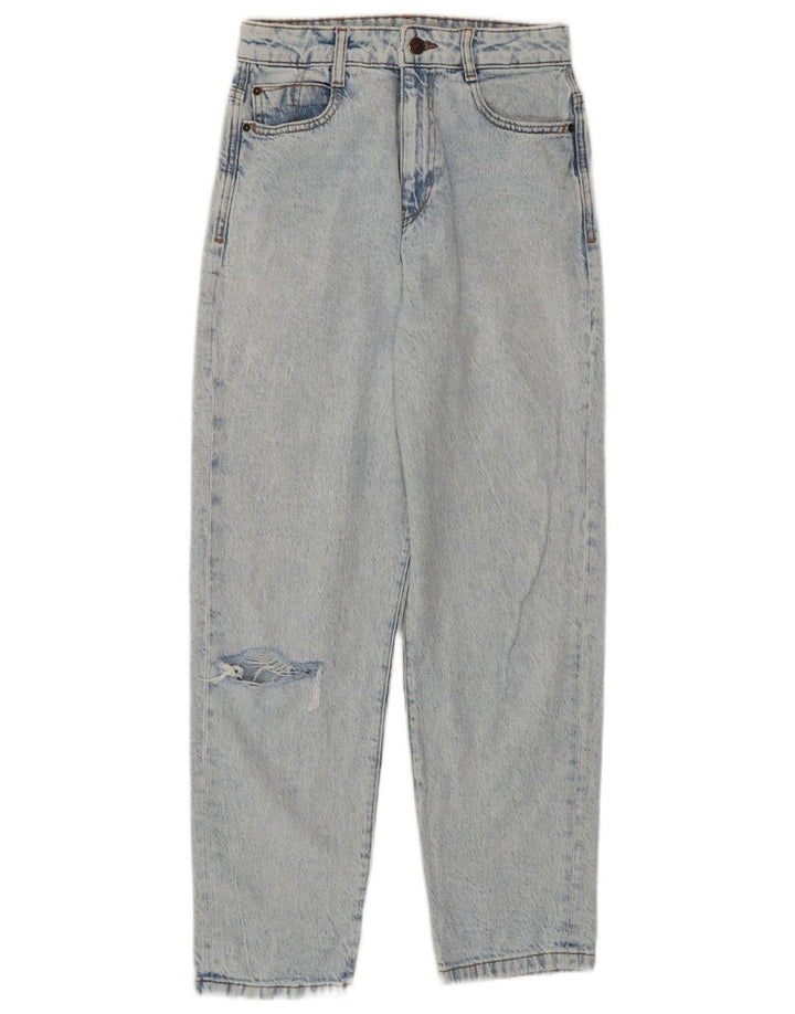 Zara Damen Distressed High Waist Jeans EU 36 XS W26 L27 Blaue Baumwolle