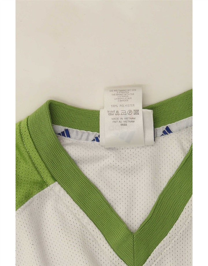 Adidas Herren Grafik-T-Shirt-Oberteil UK 38/40 Mittelweißes Colourblock-Polyester