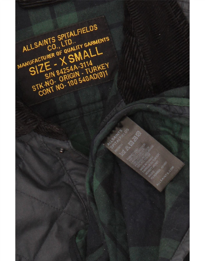 ALL SAINTS Mens Quilted Jacket UK 34 XS Navy Blue Cotton