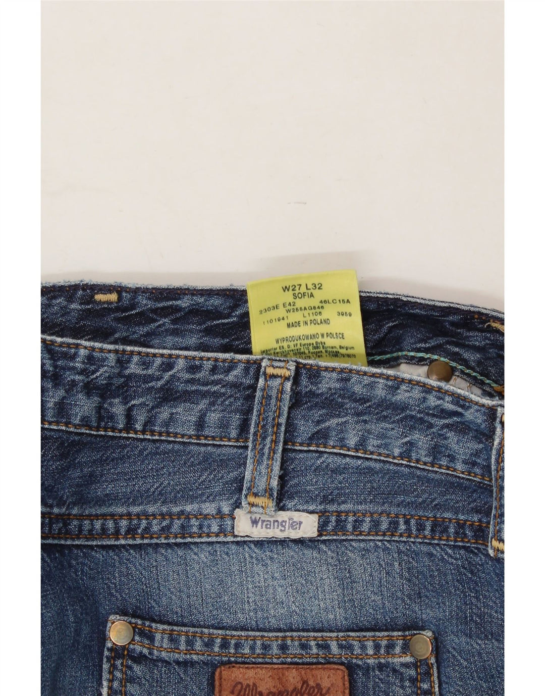 WRANGLER Womens Sofia Distressed Straight Jeans W27 L32 Blue Cotton Vintage Wrangler and Second-Hand Wrangler from Messina Hembry 