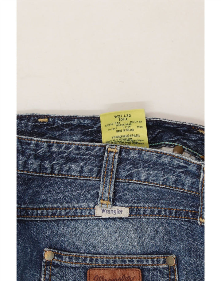 WRANGLER Womens Sofia Distressed Straight Jeans W27 L32 Blue Cotton Vintage Wrangler and Second-Hand Wrangler from Messina Hembry 