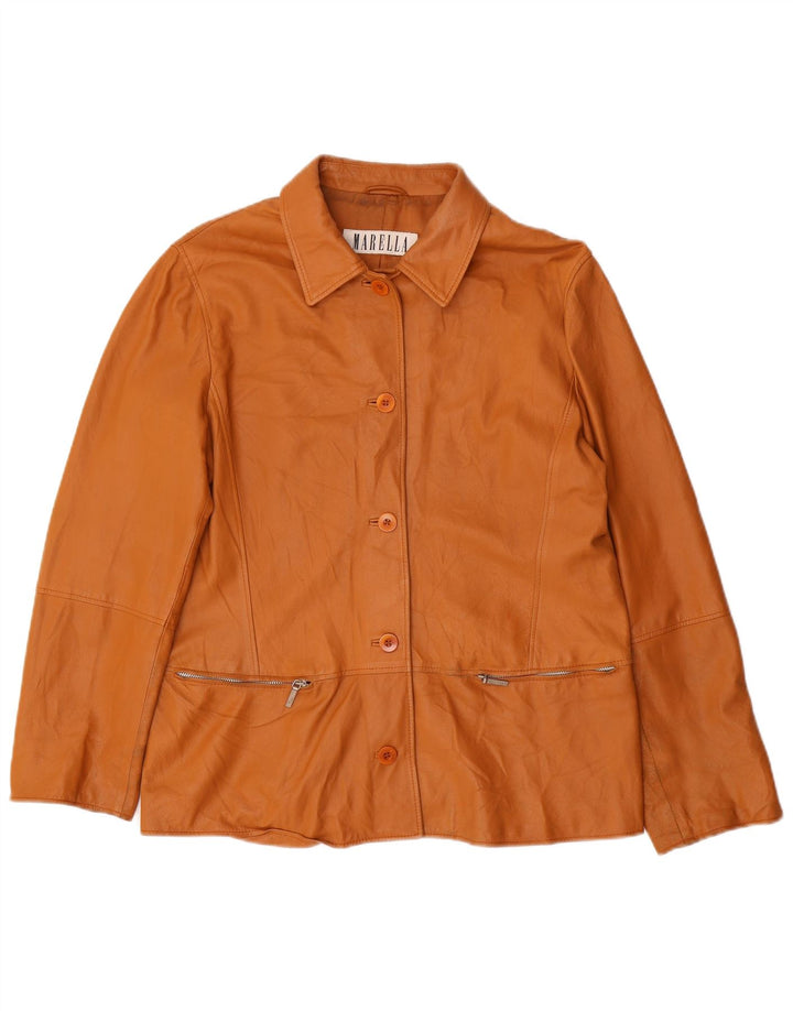 Marella Damen Lederjacke UK 16 Großes braunes Leder