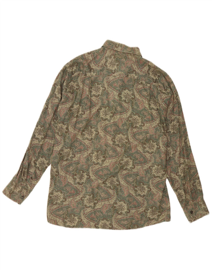 Vintage Herren Flanellhemd Großes Khaki Paisley