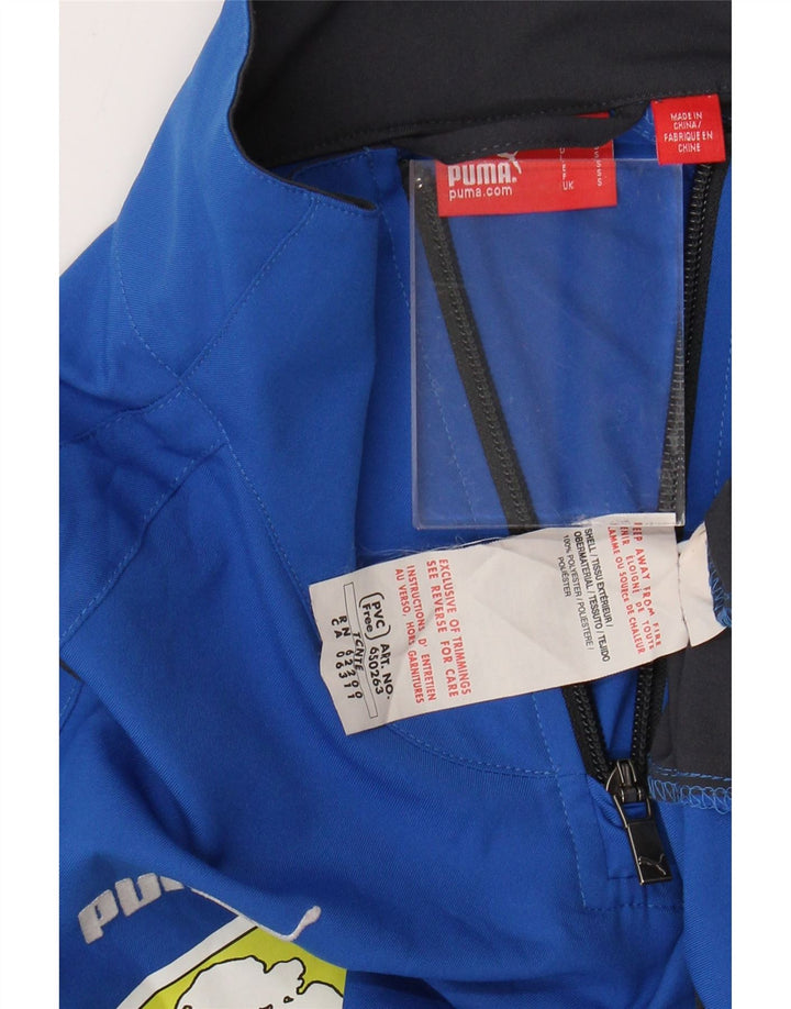 PUMA Herren-Trainingsanzug mit Grafik-Pullover und Reißverschluss am Hals, Größe S, Blau, Farbblock