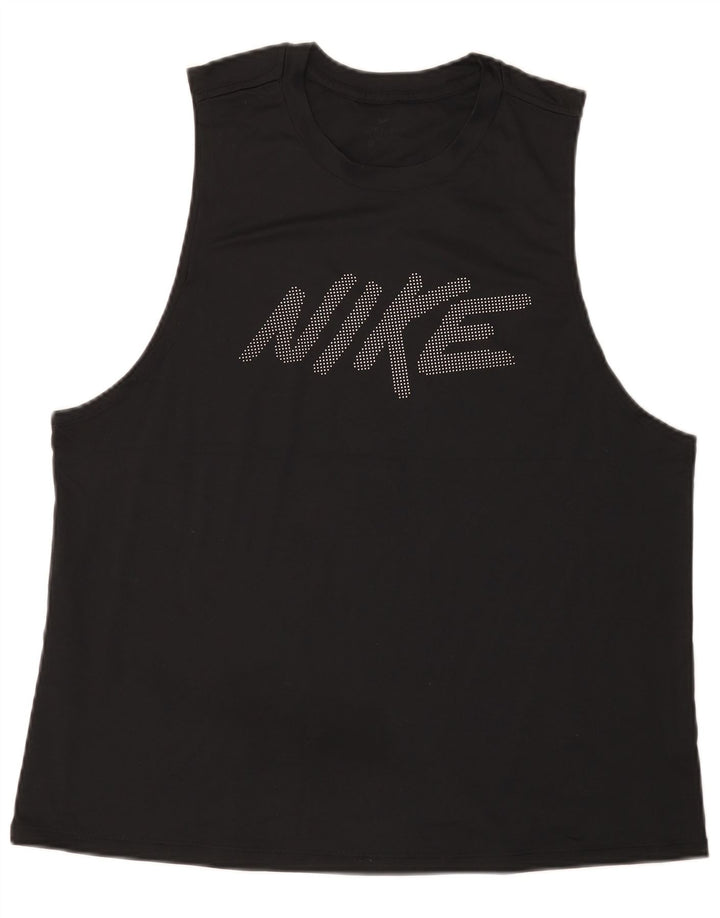 Nike Herren Dri Fit Grafik-Weste-Oberteil, groß, schwarzes Polyester