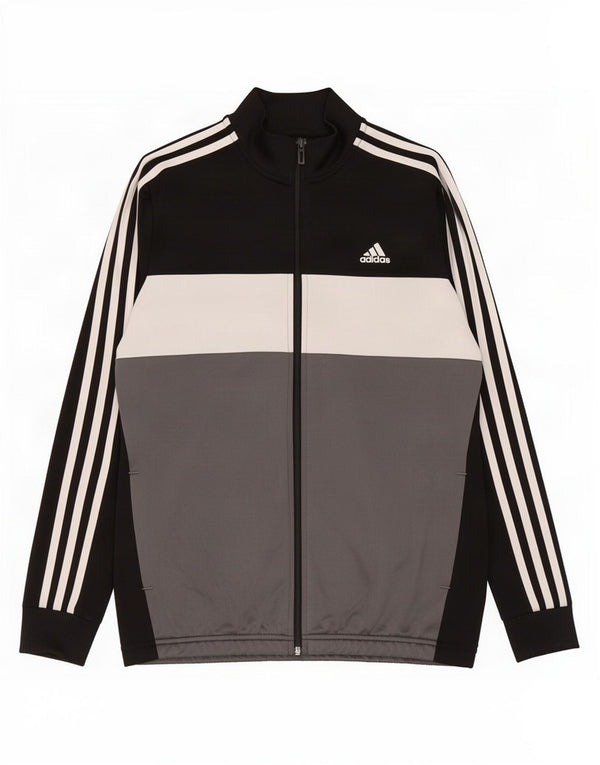 Adidas Boys Tracksuit Top Jacket 13-14 Years Black Colourblock Polyester