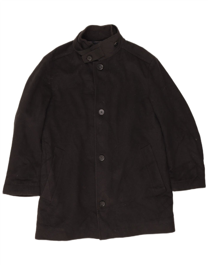 Hugo Boss Herrenmantel UK 40 Große schwarze Schurwolle