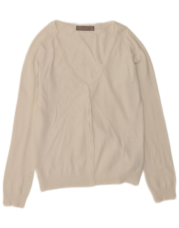 Zara Damen-Cardigan-Pullover UK 14 Große weiße Baumwolle