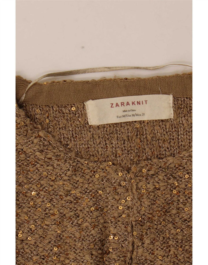 Zara Damen Strickjacke UK 12 Medium Beige