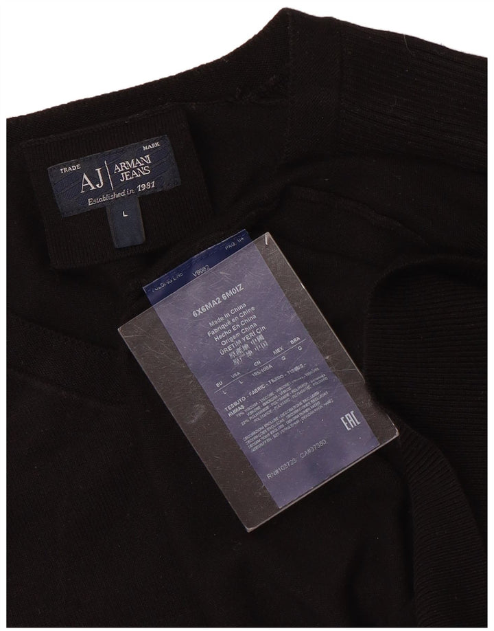 Armani Jeans Herren-Pullover mit V-Ausschnitt, groß, schwarze Viskose