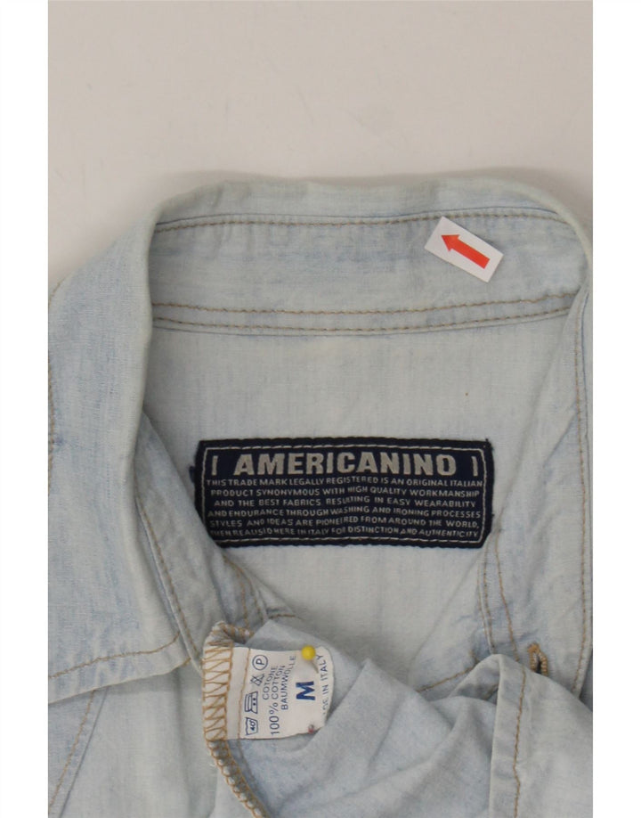 AMERICANINO Mens Shirt Medium Blue Cotton Vintage Americanino and Second-Hand Americanino from Messina Hembry 