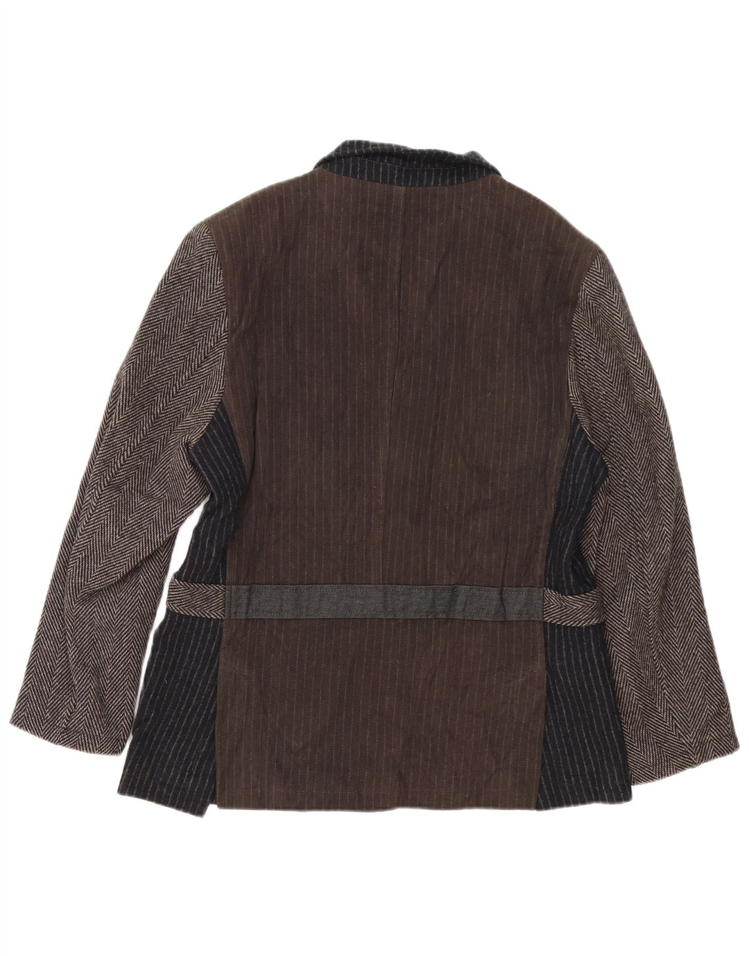 Desigual Damen 3-Knopf-Blazerjacke UK 18 XL Braune Colourblock-Baumwolle