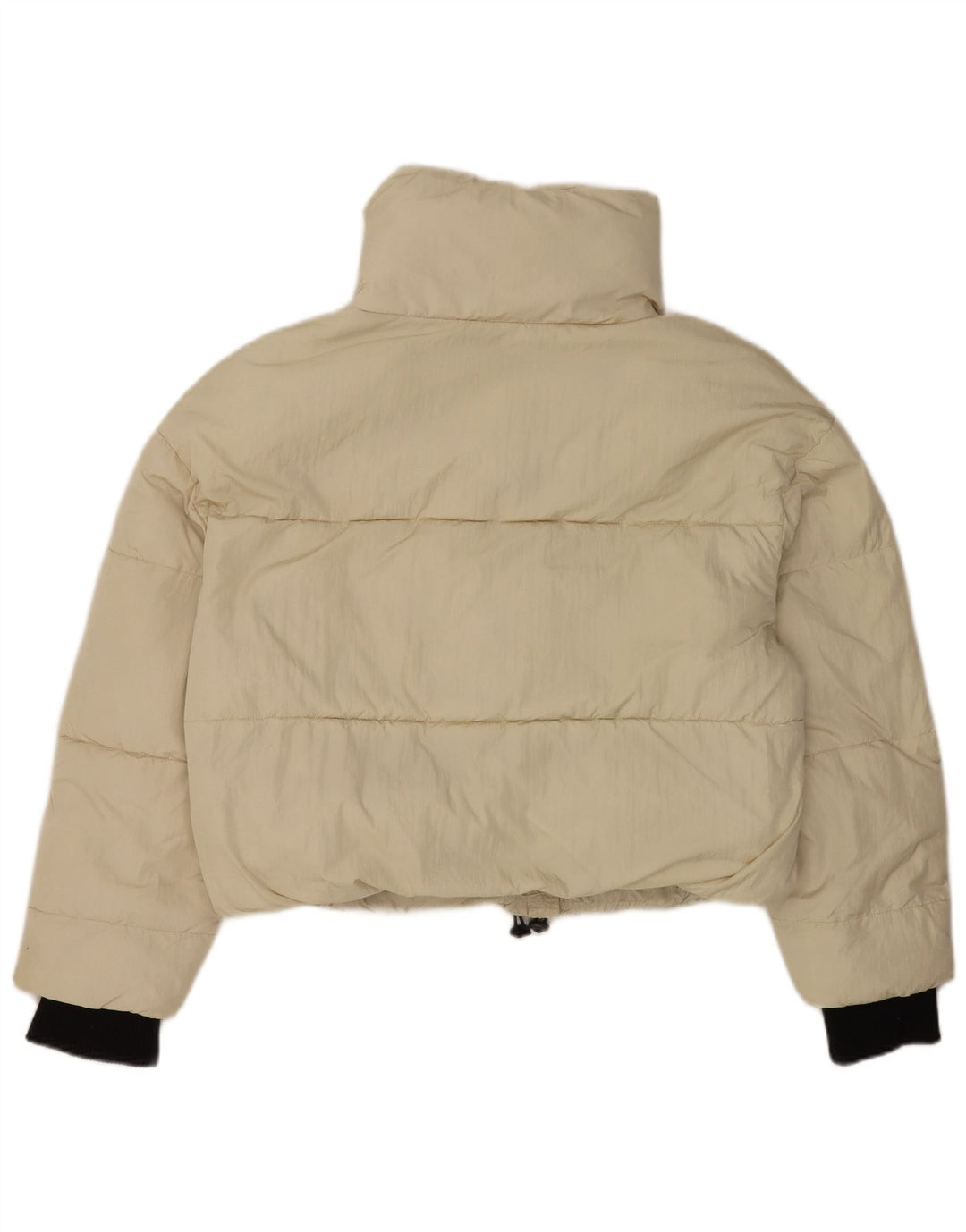 Zara Damen Crop Übergroße wattierte Jacke UK 14 Medium Beige Nylon