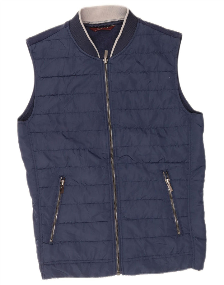 Zara Herren Wattierte Weste UK 36 Small Marineblau Polyester
