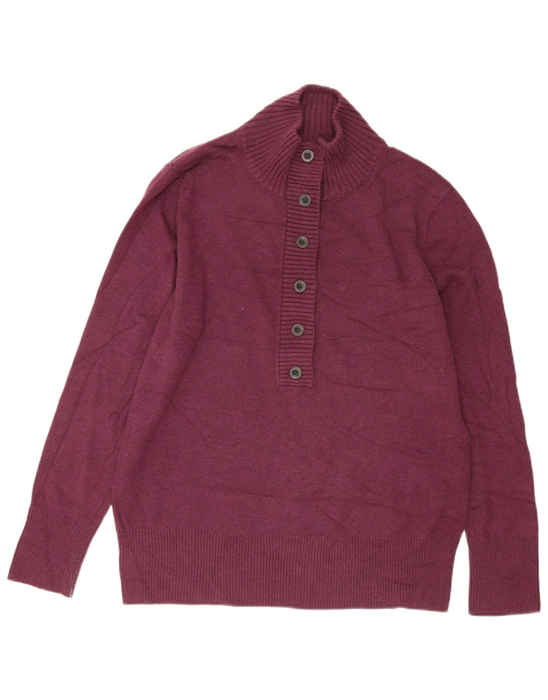 Eddie Bauer Damen-Pullover mit Knopfkragen, XL, Burgunderrot, Baumwolle