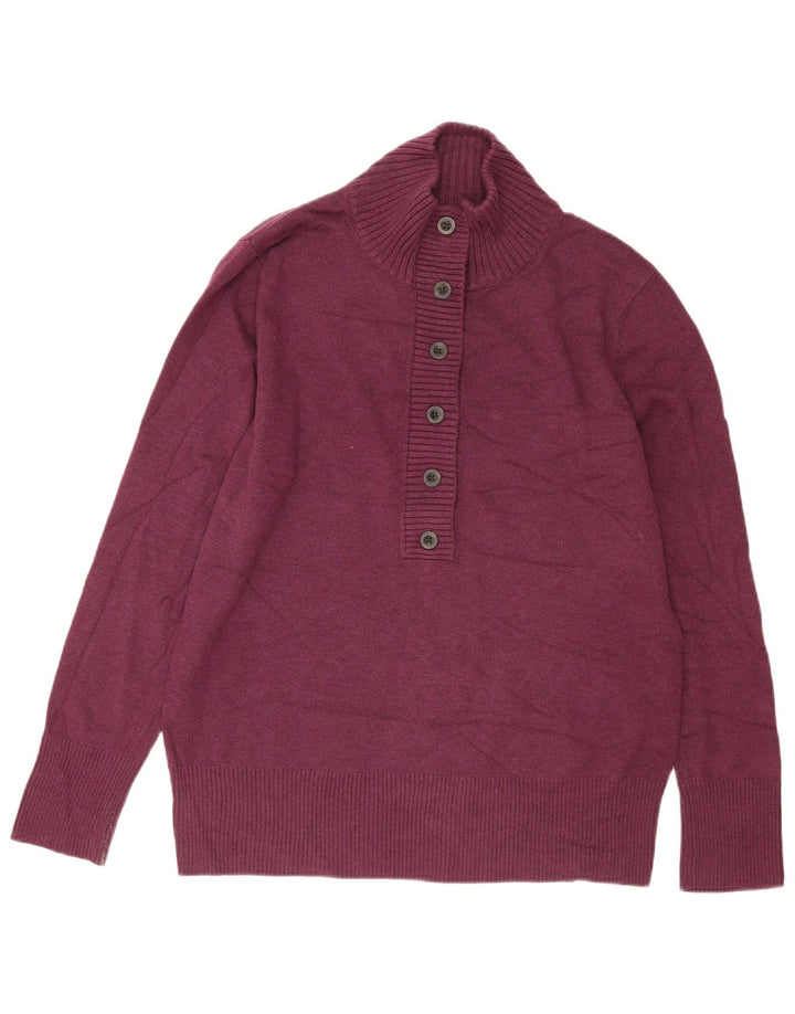 Eddie Bauer Damen-Pullover mit Knopfkragen, XL, Burgunderrot, Baumwolle