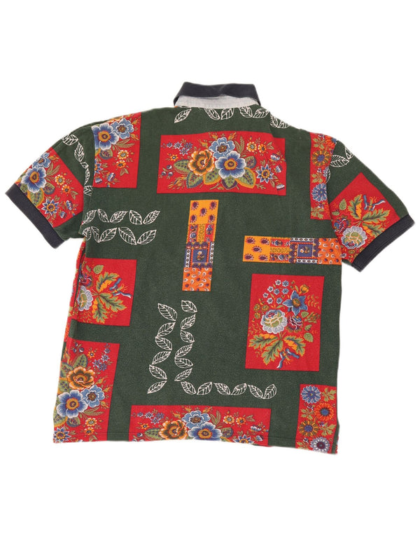 Johnny Lambs Herren Poloshirt IT 52 Großes grünes Blumenmuster