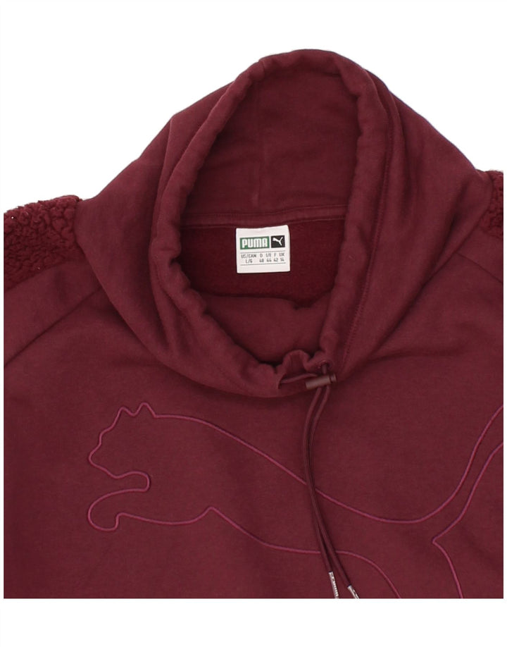 PUMA Womens Crop 3/4 Sleeve Sweatshirt Jumper UK 14 Medium Maroon Vintage Puma and Second-Hand Puma from Messina Hembry 