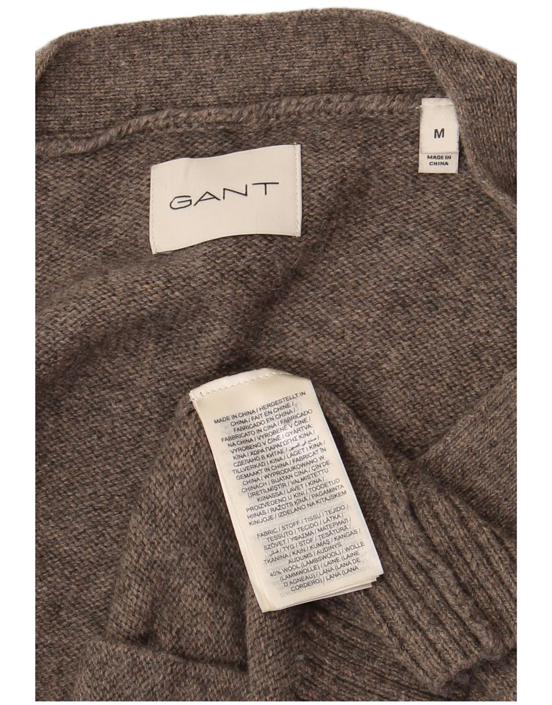 Gant Herren-Strickjacke aus mittelgrauer Lammwolle