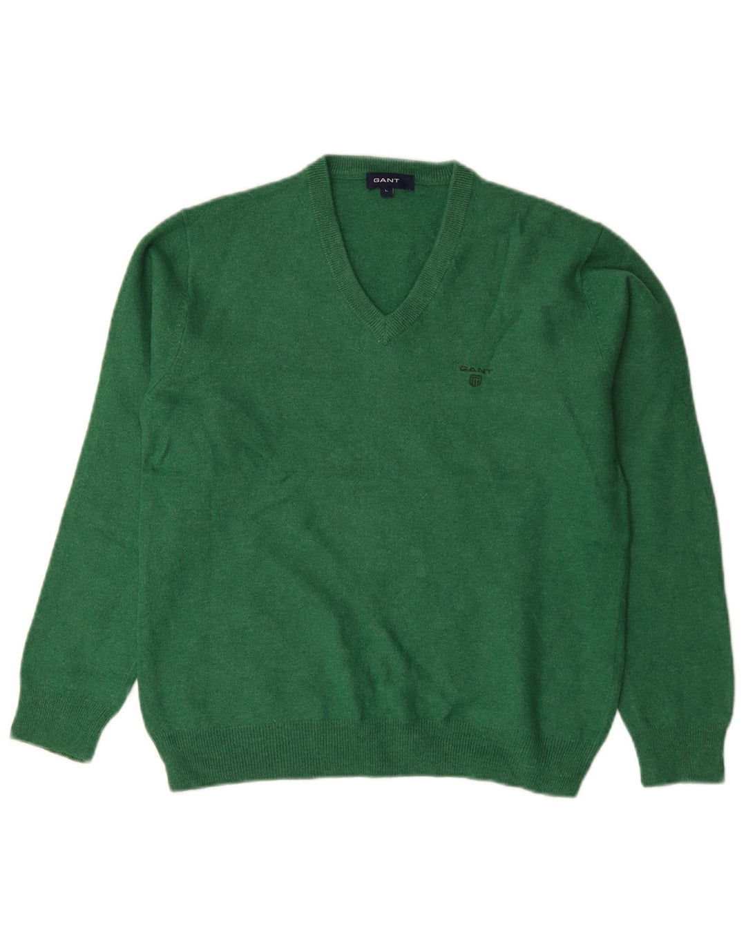 GANT Damen-Pullover mit V-Ausschnitt, UK 14, Größe L, grüne Lammwolle