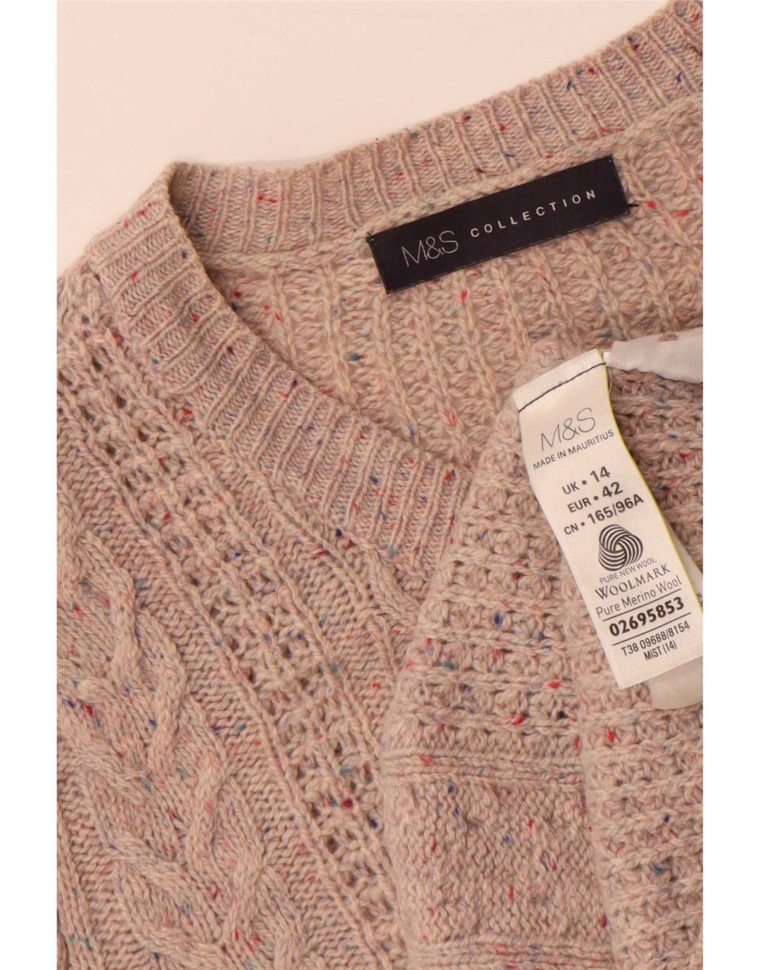 Marks & Spencer Damen-Cardigan-Pullover UK 14 Große grau gefleckte Wolle