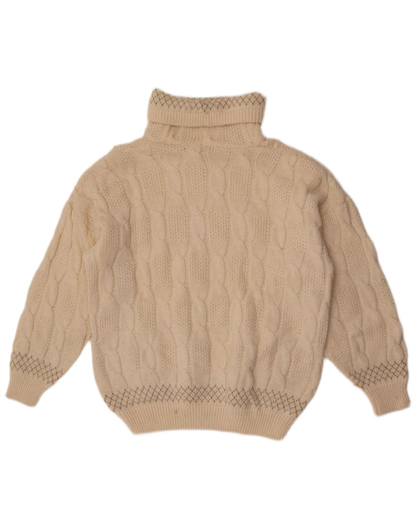 Vintage Damen Rollkragenpullover Pullover UK 20 2XL Off White