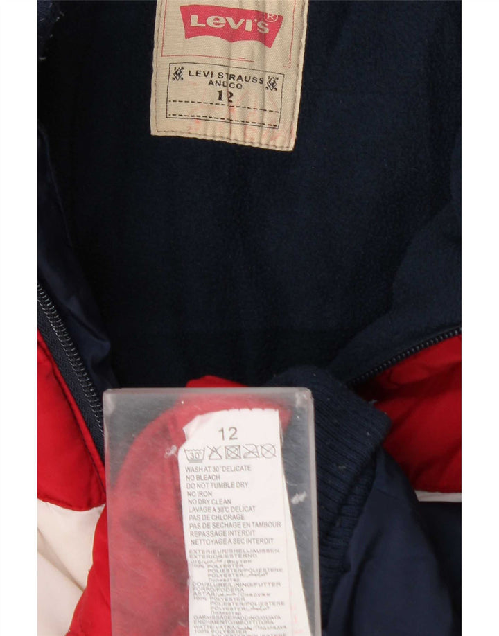 Levi's Wattierte Jacke mit Kapuze für Jungen, 11–12 Jahre, Marineblau, Farbblock