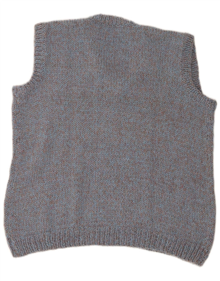 Vintage Herren Weste Tank Top Groß Blau meliert