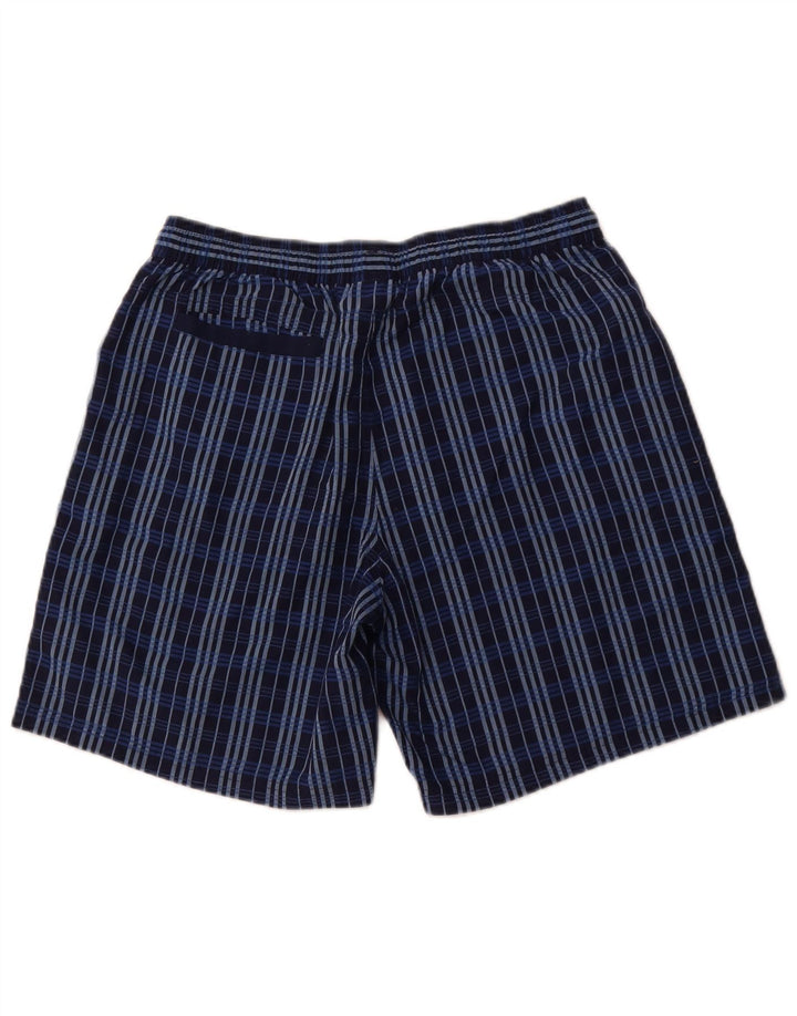 Adidas Herren-Badeshorts, mittelgroß, marineblau, kariert, Polyester