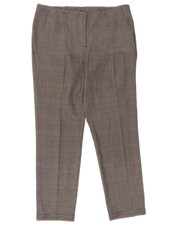 Schmale, verkürzte Hose für Damen von Zara, Größe S, W26, L25, Grau mit Hahnentrittmuster
