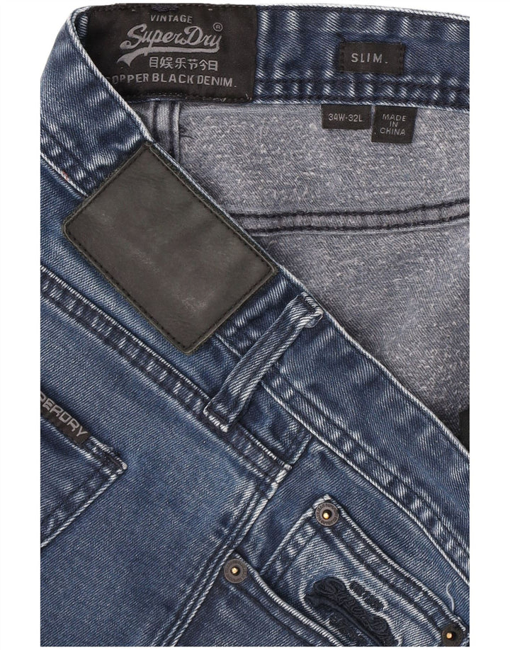 Superdry Herren Slim Jeans W34 L32 Marineblau Baumwolle
