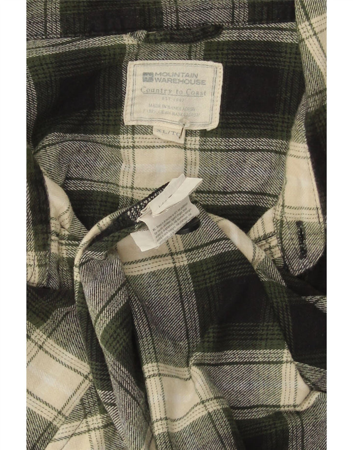 Mountain Warehouse Herren-Flanellhemd XL aus grün karierter Baumwolle