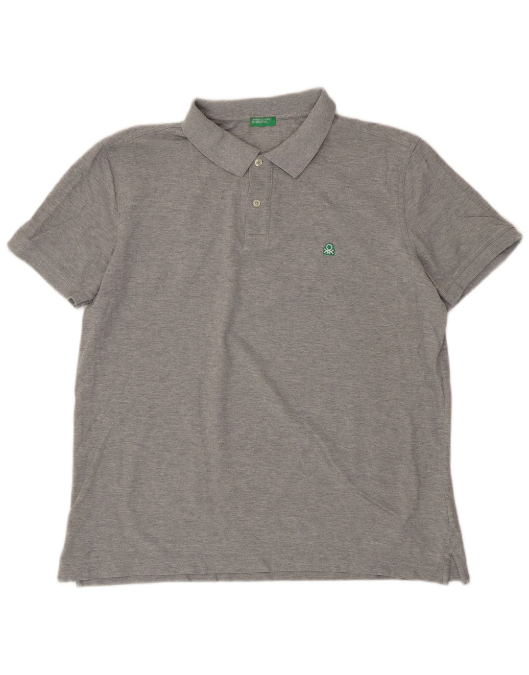 BENETTON Herren Poloshirt 2XL Grau Baumwolle